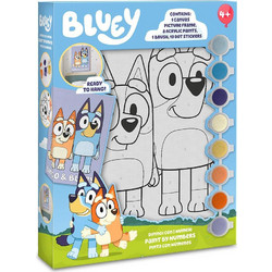 Σετ ζωγραφικής με αριθμούς Bluey σε καμβά με 8 ακρυλικά χρώματα Y24,5x18,5εκ
