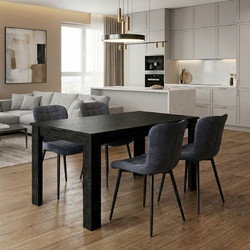 Σετ τραπεζαρία 5τμχ Darlen - χρώμα sencron black - ανθρακί 125x72x74εκ