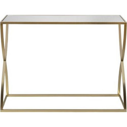 Eurolamp 810-00298 Κονσόλα από Ξύλο & Μέταλλο με Καθρέπτη Χρυσή Μ101.5xΠ31.5xΥ76.5cm 5207227614224