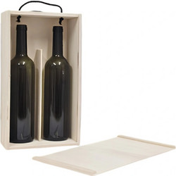 Ξύλινο Κουτί Συρταρωτό 2 Φιαλών 750ml 34x18x10cm