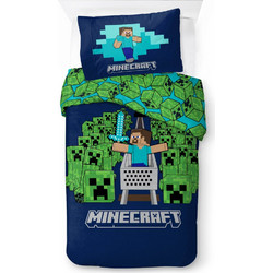 Minecraft Game Over Creepers Σετ Παπλωματοθήκης με Μαξιλαροθήκη 140x200, 70x90 εκ