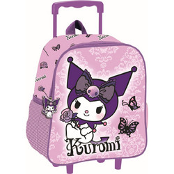 Hello Kitty Kuromi Purple rolling toddler Παιδικό Σακίδιο Πλάτης Τρόλεϊ με 1 Θήκη 32x26x11 cm