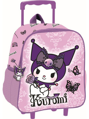 Hello Kitty Kuromi Purple rolling toddler Παιδικό Σακίδιο Πλάτης Τρόλεϊ με 1 Θήκη 32x26x11 cm