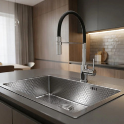 Sanitec 5050HS Vision Honey Comb Επικαθήμενος Νεροχύτης Inox Σατινέ 50x50cm
