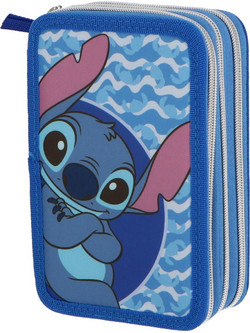 Disney Lilo & Stitch Κασετίνα Γεμάτη 3 Θέσεων Μπλε 19.5 x 6 x 12.5cm