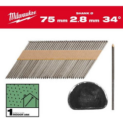 Milwaukee 4932492597 Καρφιά πλαισιων (βελονάκι) 34deg 2,8x75mm για M18 FFN 2200τμχ