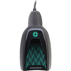 Datalogic GD4620 with Stand, handheld scanner, retail/industry, 2D, high density imager, 3GL, Green Spot, vibration, USB, flex stand, cable, IP52, black (GD4620-BKK1S-HD)