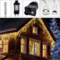 Kantas Trees 500 LED Χριστουγεννιάτικα Λαμπάκια σε Κουρτίνα Εξωτερικού Χώρου Θερμό Λευκό με Πράσινο Καλώδιο 10m