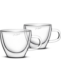 Φλιτζάνι Cappuccino με Χερούλι THERMO Double Wall Σετ 2τεμ. 190ml Lamart LT9026 Διάφανο
