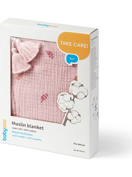 BabyOno BN1566/01 Κουβέρτα Μουσελίνας Ροζ