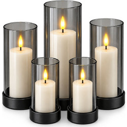 Κεριά LED σε Κηροπήγιο σετ=5τεμ 12,5x6cm /12,5x6cm /13x7,5cm /15x7,5cm /17,5x7,5cm Xmasfest 1134290 93-4270