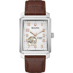 Bulova Ανδρικό Ρολόι Αυτόματο με Καφέ Δερμάτινο Λουράκι 96A268