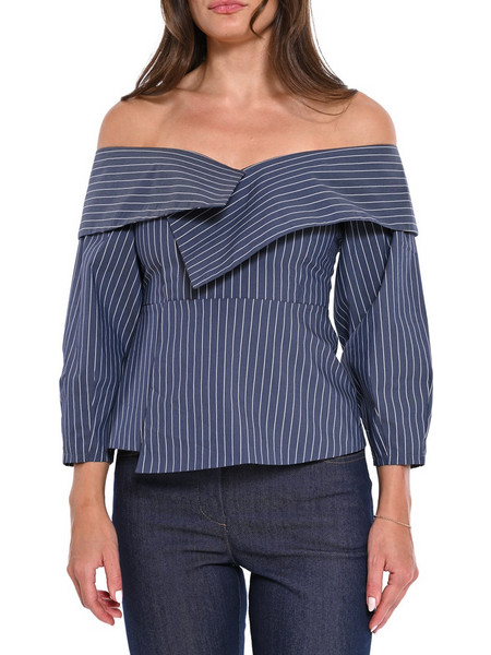WECOSS Γυναικεία Ριγέ Μπλούζα Off Shoulder
