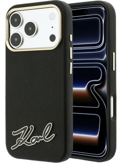 Karl Lagerfeld Grained With Resin Signature Logo MagSafe Θήκη iPhone 17 Pro Max / 18 Pro Max Black KLHMP18X6PWKSRSK