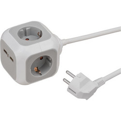 Brennenstuhl PowerCube 4 Θέσεων με 2 USB-A και Καλώδιο 1.4m Γκρι 1150100