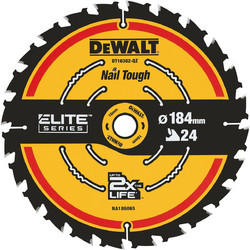 Dewalt Δίσκος Κοπής Ξύλου Elite Nail Tough 184x16mm 24Δ DT10302-QZ
