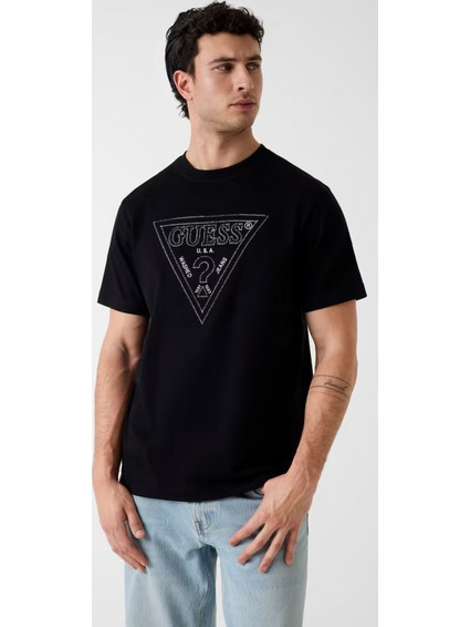 Guess Αντρική Κοντομάνικη Μπλούζα Triangle Stitchings (M6GI15K3008-JBLK)