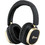Guess Rectangle Metal Script Logo ENC Ασύρματα Bluetooth Ακουστικά Over Ear με Noise Cancelling Μαύρα Χρυσά