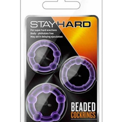 Blush Stay Hard Beaded Cock Rings Σετ Ελαστικά Δαχτυλίδια Πέους & Όρχεων Μωβ 3τμχ