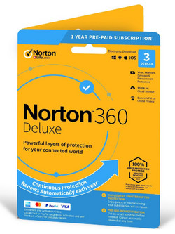Norton 360 Deluxe για 3 Συσκευές και 1 Έτος Χρήσης με 25GB Cloud (Ηλεκτρονική Άδεια)