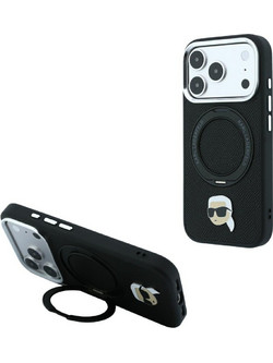 Karl Lagerfeld With Ring Stand 360 Karl Head Pin MagSafe Θήκη iPhone 18 Pro / 17 Pro Black (KLHMP18LPSRSKLHK)