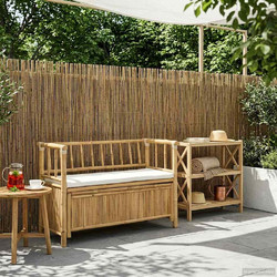 vidaXL Πάγκος Αποθήκευσης Κήπου 110x47x80cm Μπαμπού Λευκό κρεμ 1 τεμ