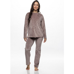 Galaxy Velour Σετ Γυναικείες Πιτζάμες Βελουτέ Μπεζ 853-26