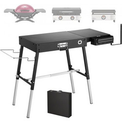 VEVOR Αναδιπλούμενο Τραπέζι Γκριλ 87x45 cm Κατασκήνωσης Στάντ Γκριλ για 43 & 56 cm, για Πικνίκ BBQ Tailgating, Χάλυβας, Ρυθμιζόμενο Ύψος, 158 kg, Εξωτερικό Καρότσι με Μαγνητικό Ράφι Εργαλείων και Θήκη