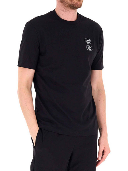 EA7 Emporio Armani T-shirt κανονική γραμμή μαύρο βαμβακερό
