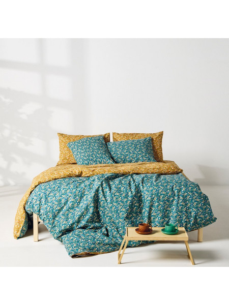 Πάπλωμα Fay Petrol-Mustard Kentia Υπέρδιπλo 220x240cm 100% Βαμβάκι