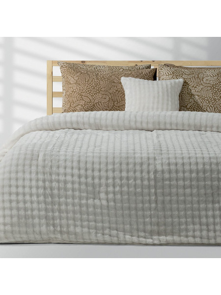 Κουβερτοπάπλωμα Υπέρδιπλο 220x240 Kvall Υπόλευκο Lino Home