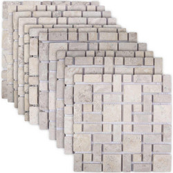 vidaXL Πλακίδια Μωσαϊκού Κρεμ 30 x 30 cm Μάρμαρο
