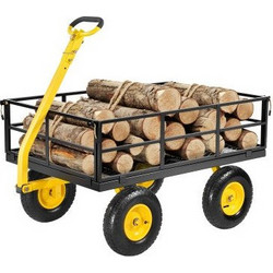 VEVOR 1200 Lbs Steel Garden Cart, Heavy Duty Pullable Garden Wagon Yard Cart, 2 in 1 Outdoor Metal Utility Wagon Yard Trailer with 13" All Terrain Tires, Mesh Removable Sides and 180Rotating Handle