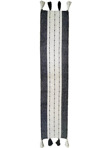 Zoya A Τραπεζομαντηλο/Runner Βαμβακι Polyester Λευκο Μαυρο 180x35cm - Liberta - Λευκο - Μαυρο