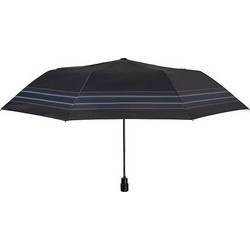 Umbrella Gent Mini 54/8 Aut. 3 section round black with border stripe μπλε