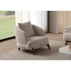Wing Chair Bonjo Walnut Beige Fabric: 100% Polyester (tuna Textured) 80x80x78 cm