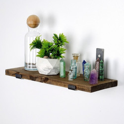 Decorative Wooden Wall Shelf Lam007 Black, Walnut 40x14x16 cm