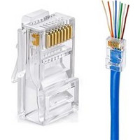 Fagor ΤΡΙΑΧ, TBC100 RJ45 Push Through CAT 6 Connectors 0,5μ gold-plated contacts