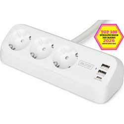DIGITUS Steckdosenleiste 2x + 2USB 1,5m 12W 30W weiss