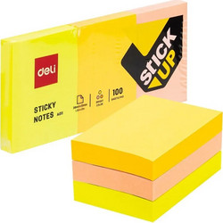 Deli Stick Up Ea01103 Self-adhesive Notes 38x51 Mm 3x100 Pcs Mix Neon Assorted