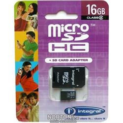 Integral microSDHC 16GB Class 2 + Adapter