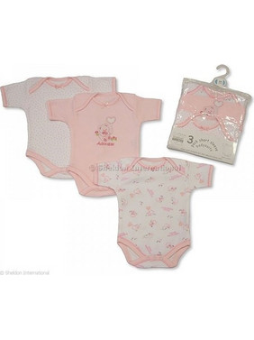 Nursery Time Σετ Φορμάκια Εσώρουχα Κοντομάνικα για Κορίτσι Ροζ BW-301