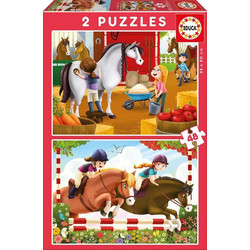 Παιδικό Puzzle Educa Άλογα 2x48 Κομμάτια