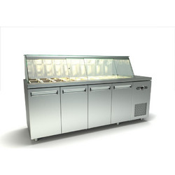 Inox 4πορτο ψυγείο πάγκος σαλατών με δυο σειρές λεκανάκια gn id