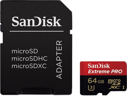 Κάρτα Μνήμης Sandisk Extreme Pro microSDXC 64GB Class 10 U3 UHS-I 95MB/s + Adapter