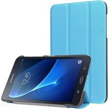 Samsung Galaxy Tab A 7-Inch Tablet T280 T285 - Δερμάτινη Θήκη με Πίσω κάλυμμα Σιλικόνης 3Fold Γαλάζιο (ΟΕΜ)