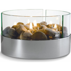 BURN table fireplace aluminum, glass, river stones, only for lamp oil 123072