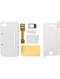 ΣΕΤ IPHONE 4 FACEPLATE ΑΣΠΡΗ ΘΗΚ.MICRO SIM ADAPTOR-FLEX-ΠΡΟΣΤΑΤ APPLE