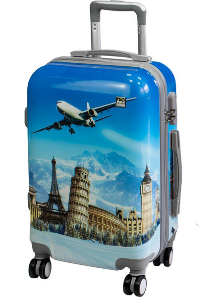 A2S World Monuments Βαλίτσα Καμπίνας 55x35x22cm με 4 Ρόδες Πολύχρωμη