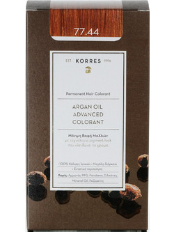 Korres Argan Oil Advanced Colorant 77.44 Ξανθό Έντονο Χάλκινο Μόνιμη Βαφή Μαλλιών Χωρίς Αμμωνία 50ml